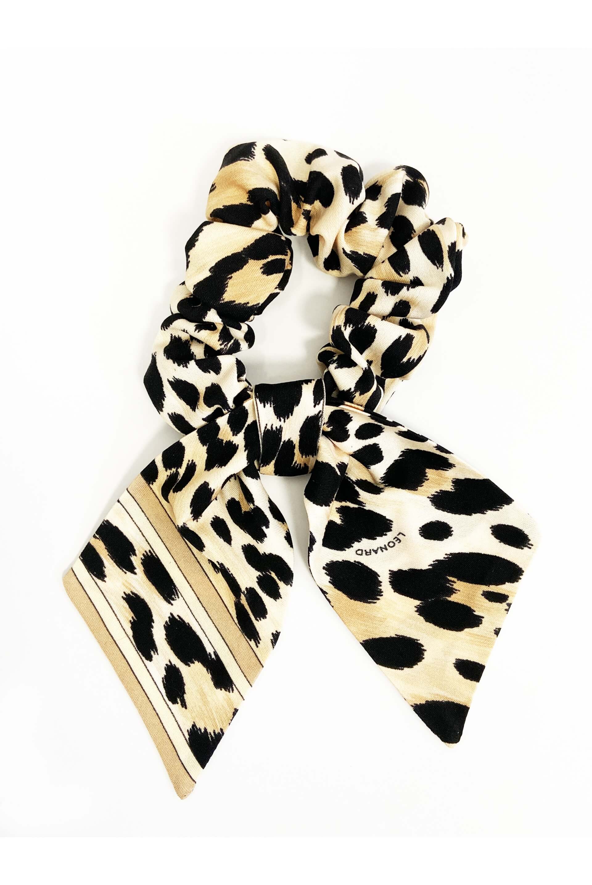 Chouchou soie imprimé léopard - Accessoire cheveux - Leonard Paris