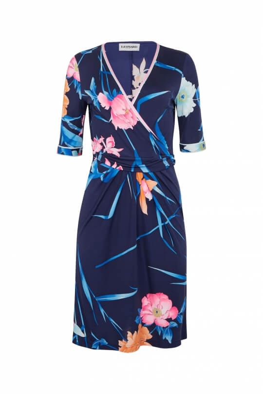 SHORT DRESS MAGGY IN SILK JERSEY FLORAL PRINT