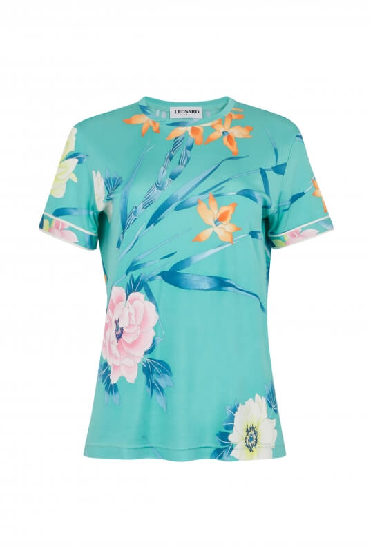 TEE SHIRT SALOME IN SILK JERSEY FLORAL PRINT