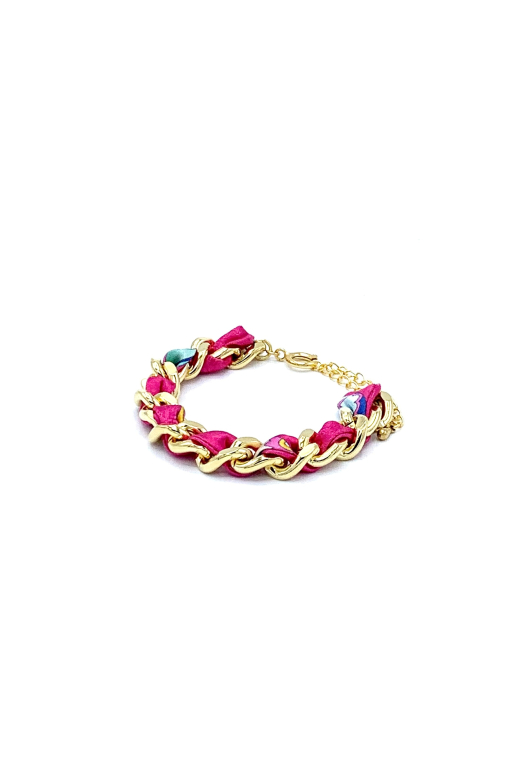 Bracelet Mailles Upcycl? "Leo" rose
